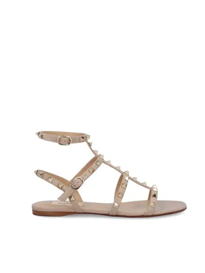 Valentino Garavani Valentino Rockstud Caged Leather Ankle Strap Sandal In Animal Print