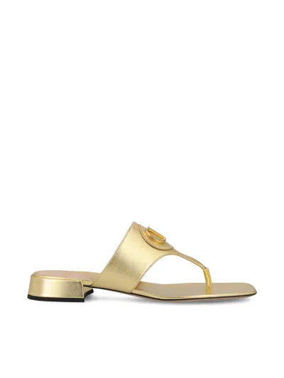 Valentino Garavani `vlogo Signature` Thong Sandals In Gold