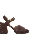 Valentino Fawcette Suede Platform Sandals With 100mm Heel In Brown