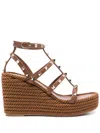 Valentino Rockstud Torchon 105 Leather Espadrille Wedge Sandals