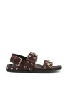 Valentino Embellished Double-strap Sandals In Brown
