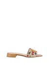 Valentino Garavani Women Embroidered Raffia Vlogo Signature Slippers In Brown