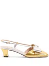 Valentino Bowbow Two-tone Metallic Leather Pumps
