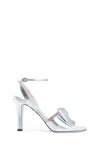 Valentino Bowow Metallic Leather Sandals In Silver
