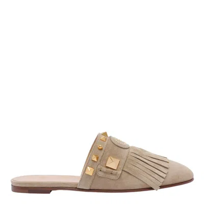 Valentino Garavani Vlogo Sliders In Beige