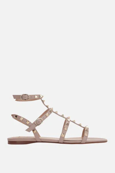 Valentino Garavani Rockstud Leather Sandals In Pink