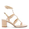 Valentino Garavani Light Beige Pyramid Studded Sandal With 60mm Block Heel In Beige