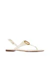 Valentino Garavani Vlogo Signature Sandals With Textured Leather Finish And Gold-tone Detail In Neutral