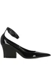 Valentino Vlogo Lockette Leather Ankle Strap Pumps In Black