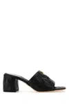 Valentino Garavani Black Leather Quiltie Mules