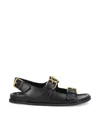 Valentino Double Buckle-strap Open Toe Sandals In Black