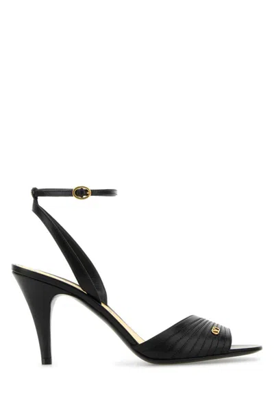 Valentino Garavani Rockstud Ankle-strap Flat Sandals In Black