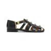 Valentino Studshield Fisherman Sandals In Calf Leather In Black