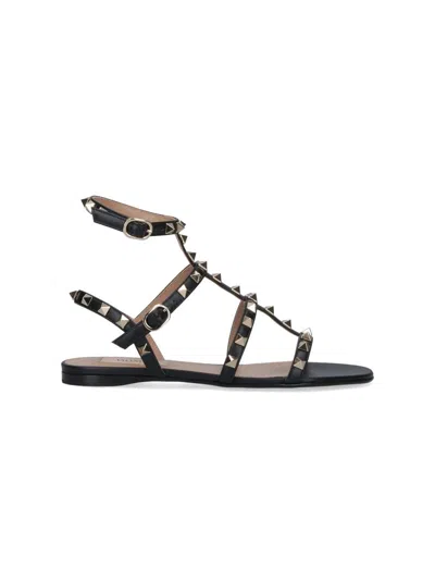 Valentino Garavani Open Toe Studded Sandals Heel In Black