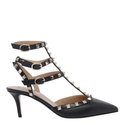 Valentino Garavani 65mm Rockstud Metallic Leather Ankle-strap Pumps In Blue