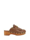 Valentino Leather Mules In Brown