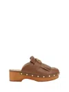Valentino Leather Mules In Brown