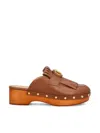 Valentino Vlogo Leather Kiltie Mule Clogs In Brown
