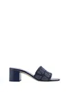 Valentino Garavani Vlogo Toile Iconographe Slide Sandal In Melange/denim/worker