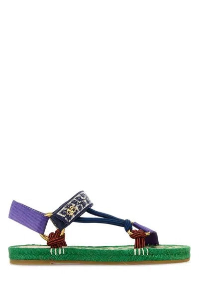 Valentino Garavani Valentino Lake Powell Leather-trim Sandal In Green