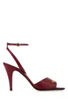 Valentino Dark Red Leather Sandalo Ladycrush In Multi
