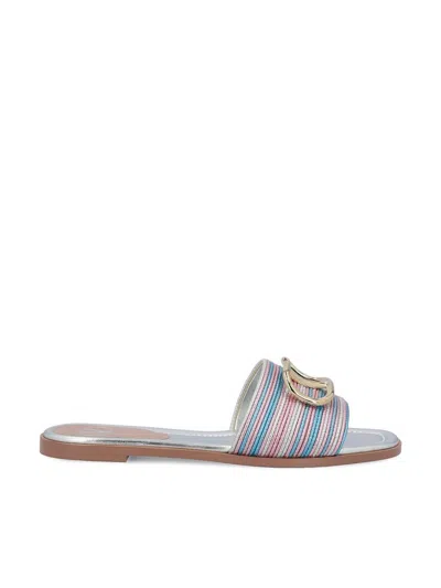 Valentino Garavani Vlogo Signature Leather Sandal In Multicolor