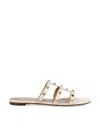 Valentino Garavani Leather Rockstud Sandals In Multicolor