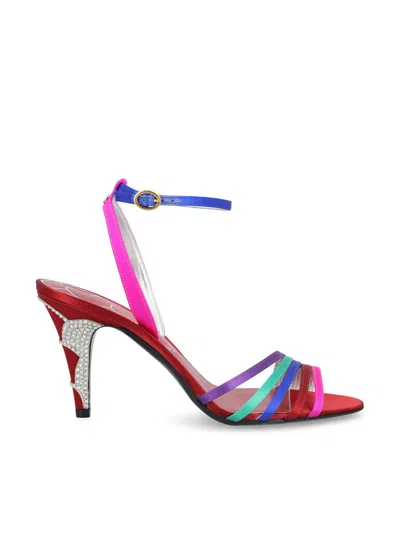 Valentino Garavani Valentino Ladycrush 85 Satin Sandals In Multicoloured