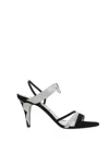 Valentino 85mm L'une Et L'autre Sandals In Nud Black+silver+crystal