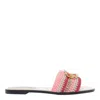 Valentino Vlogo Signature Slide Sandal With Crochet Embroidery In Pink