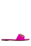 Valentino Women's Fuchsia Satinescape Slippers Sandal In Pink