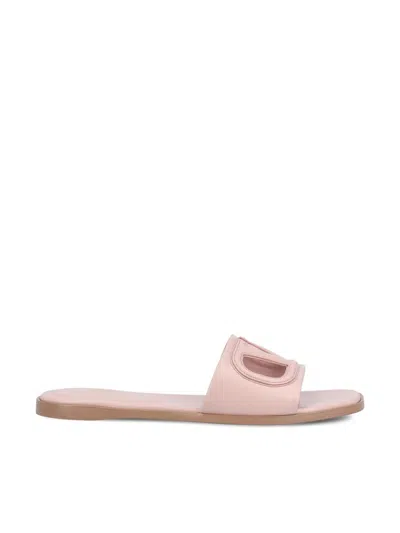 Valentino Garavani V Logo Cut Out Slide In Water Rose | ModeSens