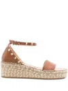 Valentino Rockstud 55 Grainy Leather Platform Sandal In White