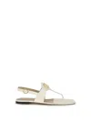 Valentino Cream Calf Leather Bos Taurus Flat Sandals In White