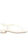 Valentino Vlogo Plaque Thong Sandals In White