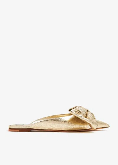 Valentino Garavani Sandals With Ribbon In Gold