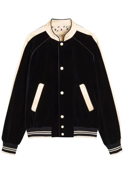 Valentino Garavani Satin-trim Velvet Bomber Jacket In Black