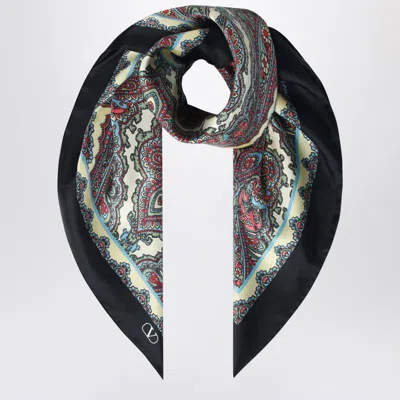 Valentino Garavani Silk Scarf With Paisley Print Women In Cream