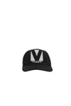 Valentino Garavani Black Hat With Logo On The Front In Cotton Man