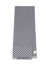 Valentino Houndstooth Pattern Scarf Fringed Edges In Gray