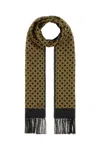 Valentino Silk Bandeau Scarf With Black, Yellow, And Orange Geometric Pattern