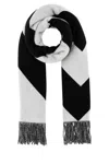 Valentino Patterned Scarf With Fringed Detail In Avorionero