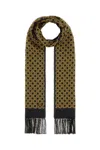 Valentino Silk Bandeau Scarf With Black, Yellow, And Orange Geometric Pattern In Black Yellow Orange