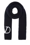 Valentino Garavani Women Midnight Blue Wool Scarf In Blue
