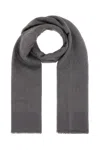 Valentino Dark Grey Wool Blend Scarf In Silver Gray