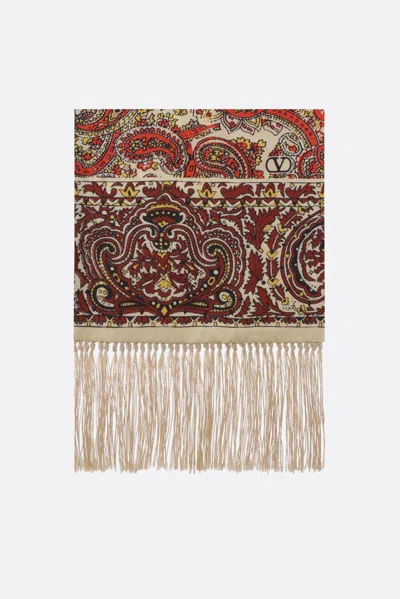 Valentino Garavani Scarves And Foulards In Yellow-orangebordeaux
