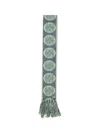 Valentino Floral Cotton Scarf With Ivory, Blue, And Aqua Fringes In Multi