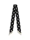 Valentino Slim Polka Dot Scarf With Contrast Edging In Black