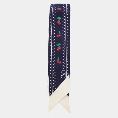 VALENTINO VALENTINO GARAVANI BEIGE AND BLUE SILK SCARVES