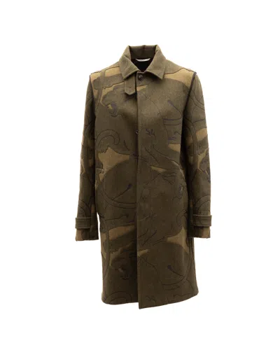 Valentino Garavani Scrollwork Wool Coat In Green